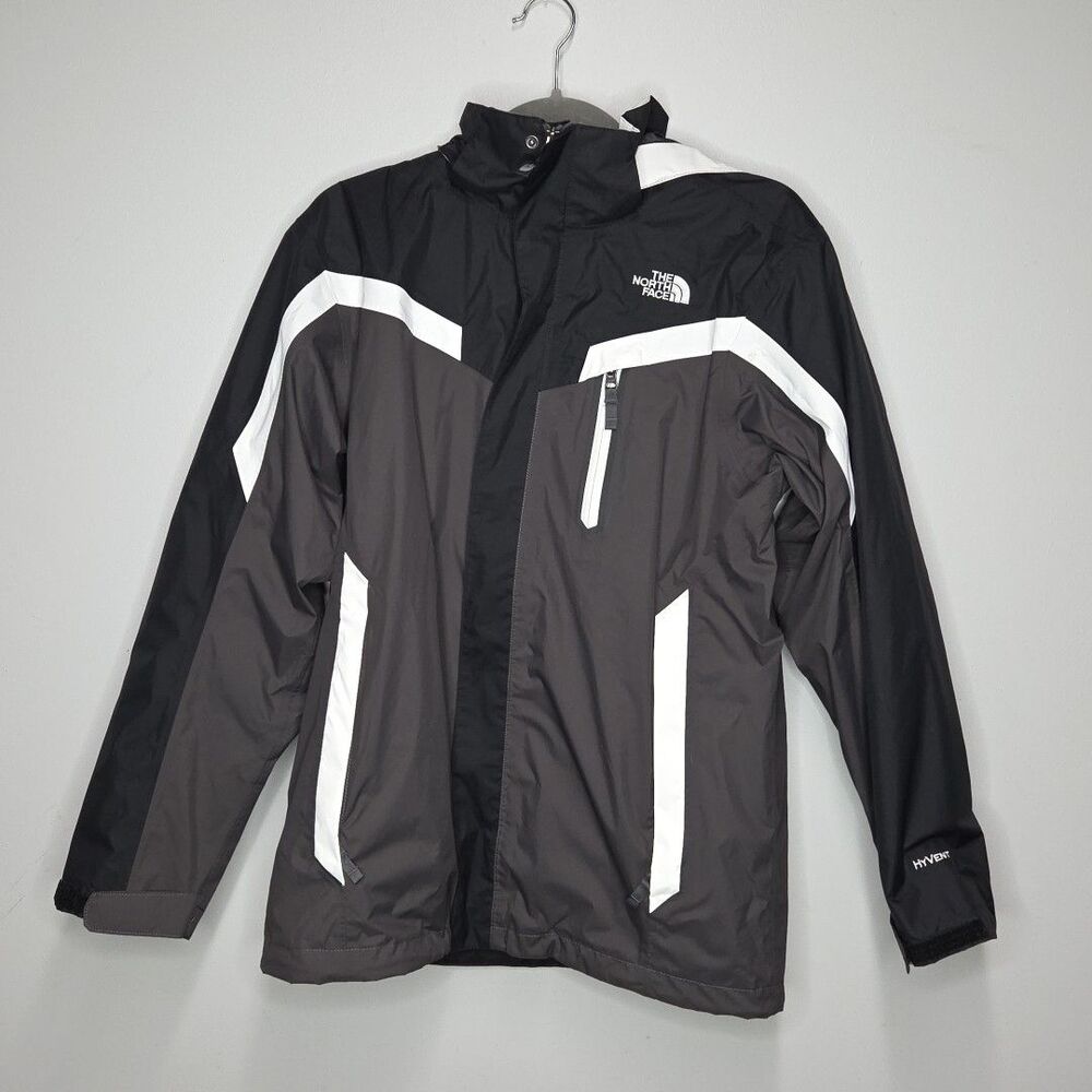 The North Face Kids Black & Gray Raincoat with White Accents
